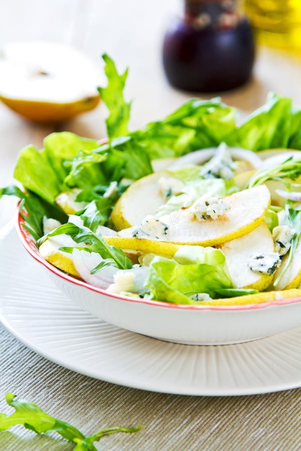 Pear with Blue Cheese and Rocket Salad Stock Photo Image of dinner