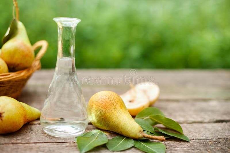 Pear Brandy In Bottle With Pears Stock Photo Image of brand, homemade