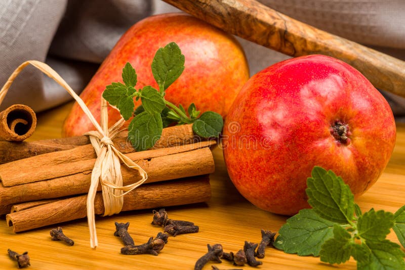 Pear, Cinnamon, Cloves and Lemon Balm Stock Photo Image of kitchen