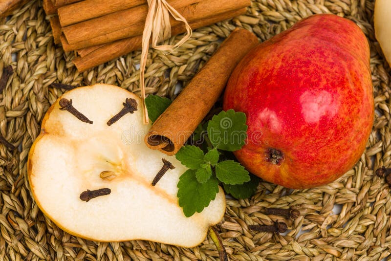 Pear, Cinnamon, Cloves and Lemon Balm Stock Photo Image of healthy