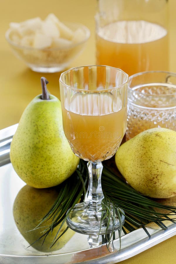 Pear Drink in a Crystal Glass Stock Image Image of citrus, recipe
