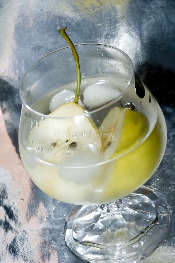 Pear in glass with martini