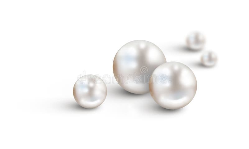 White pearls on white background with two out of focus