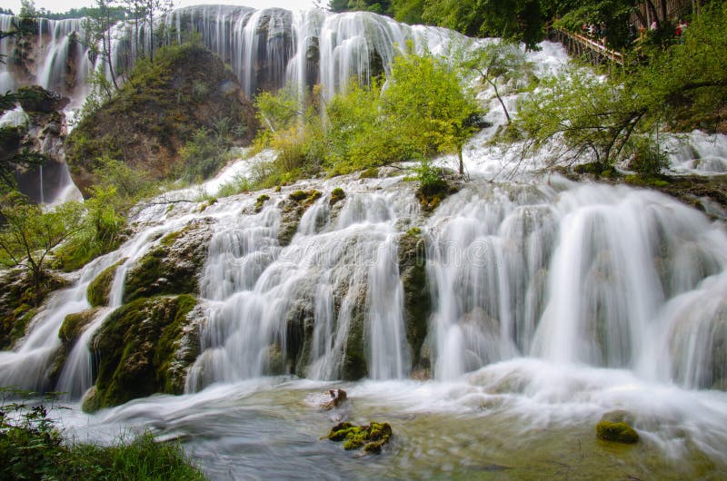 Pearl Beach Waterfall In Jiuzhaigou World Natural Heritage Stock Image