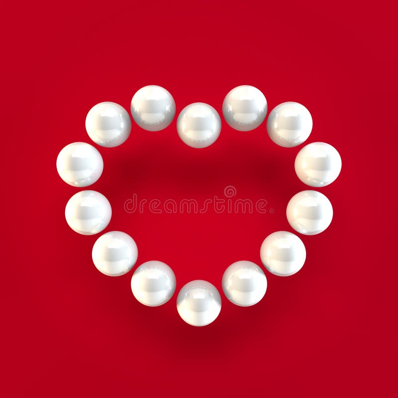 Pearl Heart on a Red Background Stock Illustration Illustration of