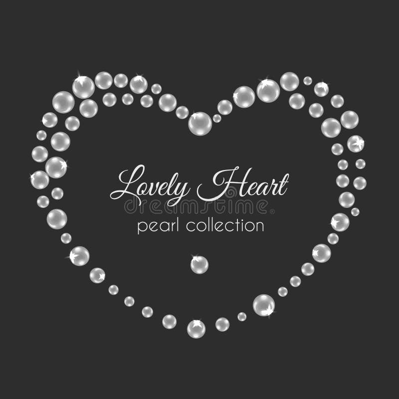 Pearl Heart. Vector Frame in Heart Shape. White Pearls Design. Stock