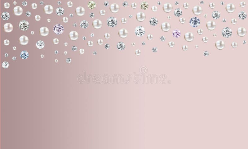 Diamonds and pearls raining from top on pink satin background royalty free illustration Diamonds and pearls raining from top on pink satin background royalty free illustration