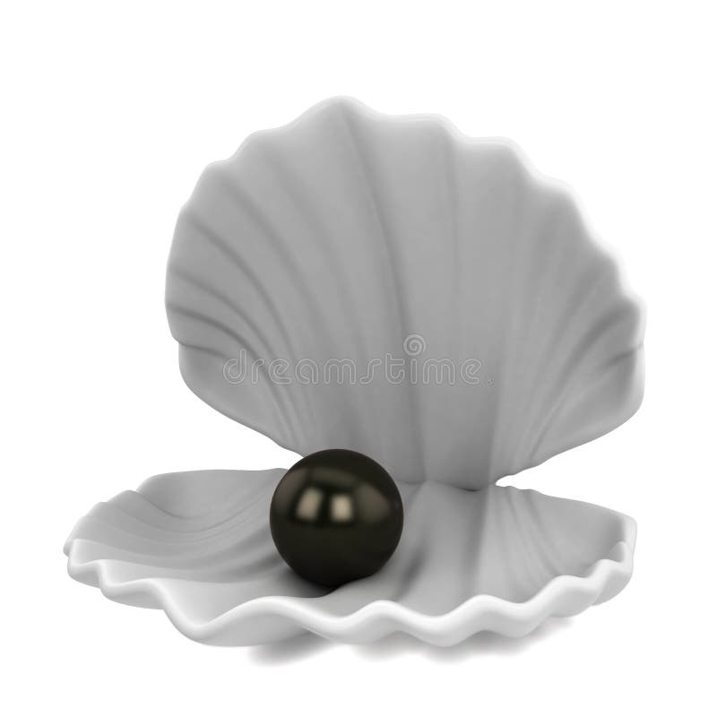 Pearl inside seashell stock illustration