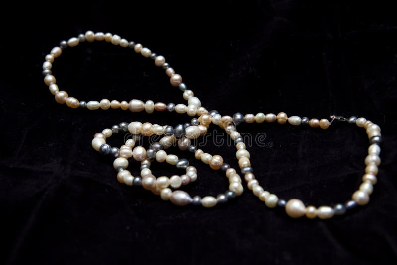 Pearl Necklace Isolated On Black Background Stock Photo Image of