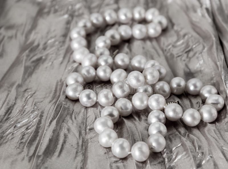 Pearl Necklace on Satin Background Stock Image Image of fresh