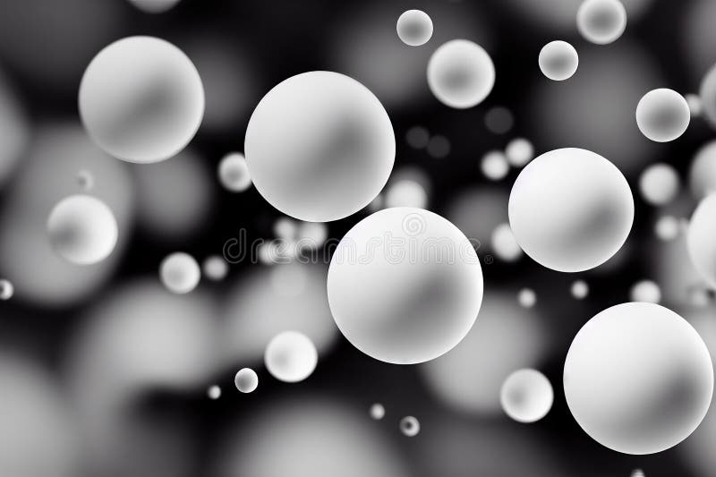 Pearl Water Bubbles on Abstract Black and White Background. Stock