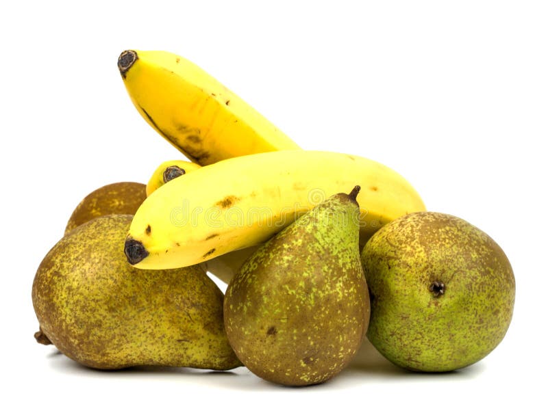 Various Bananas Baby Bananas And Red Bananas On White Background Stock