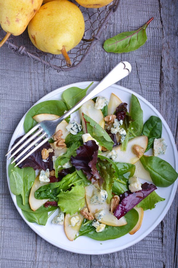 Pears And Blue Cheese Salad Stock Photo Image of green, meal 40716966