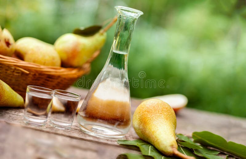Pears and Bottle with Pear Brandy Stock Image Image of food, brandy