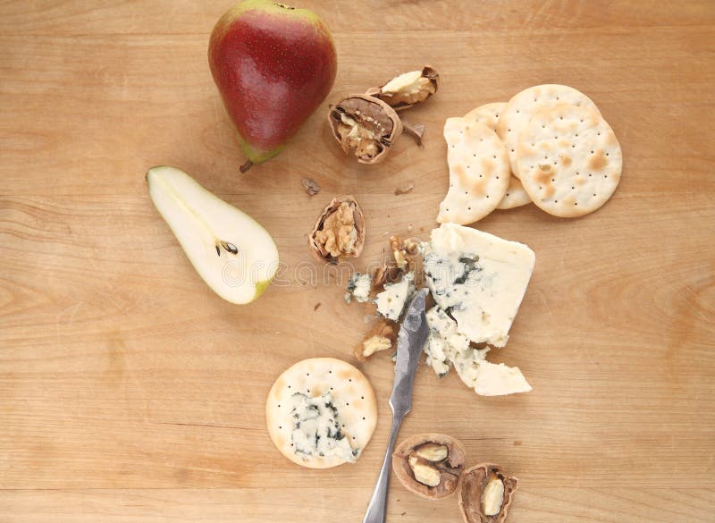 Pears, Walnuts and Blue Cheese Stock Photo Image of snack, space