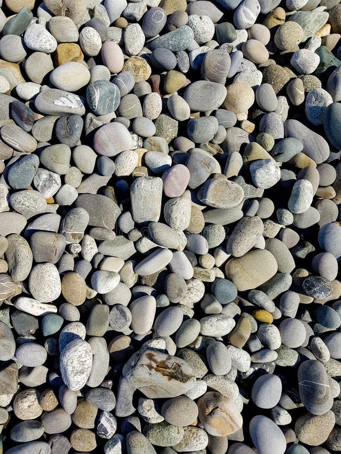 Pebbles on the Beach, Rubble on the Seashore, Top View Stock Photo ...