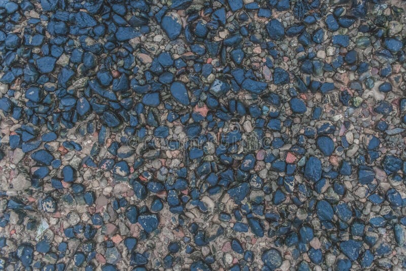 Pebbles Dark Blue River Stone Natural Background Shore Surface Rough