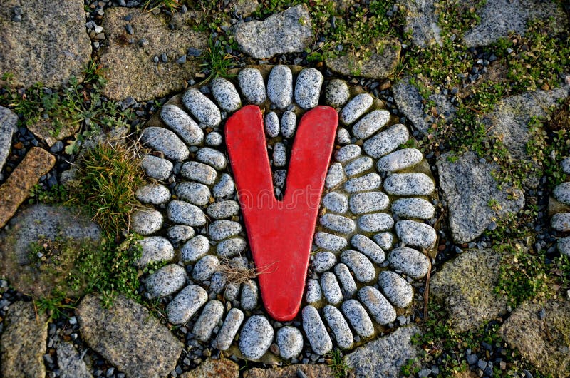 Pebbles Stuck in Cement Glue. it Forms a Carpet of Rounded Stones Stock
