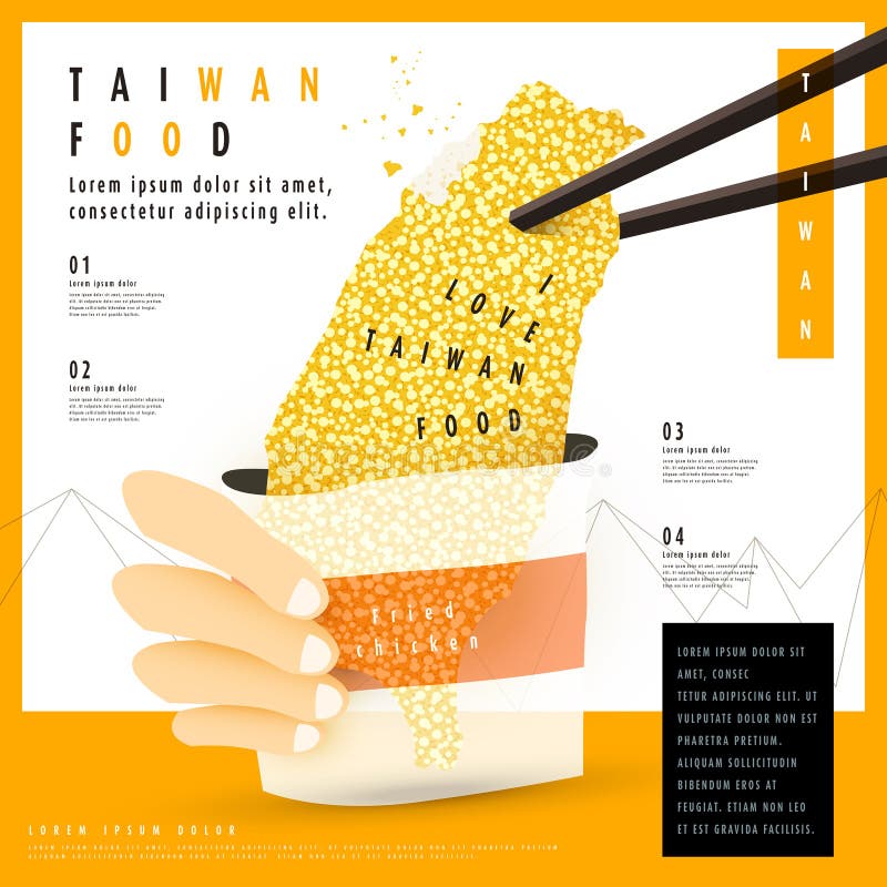 Pechuga de pollo frita deliciosa en la forma de Taiwán ilustración del vector