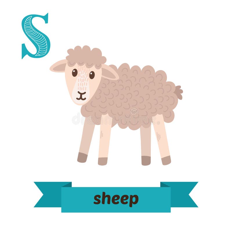 Pecore Lettera di S Alfabeto animale dei bambini svegli nel vettore divertente illustrazione di stock Pecore Lettera di S Alfabeto animale dei bambini svegli nel vettore divertente illustrazione di stock
