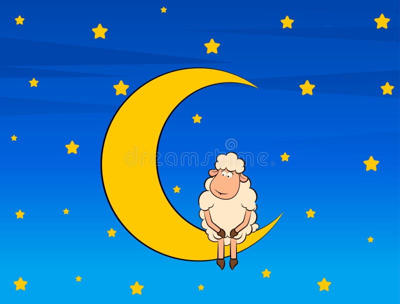 pecore sveglie sulla luna illustrazione vettoriale pecore sveglie sulla luna illustrazione vettoriale