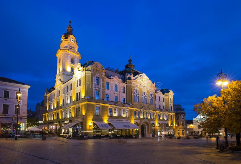 City Hall in Pecs at night