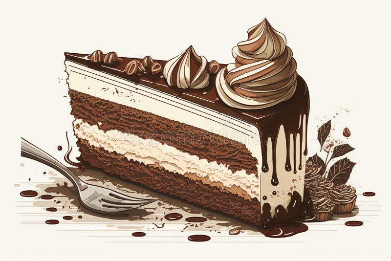 Chocolate Cake Birthday Cake Drawing - Desenho De Um Bolo De
