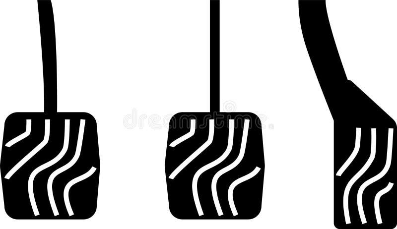 Pedale dell'auto. frizione dei freni e pedale dell'acceleratore del segnale dell'auto di trasmissione manuale. stile piatto. illustrazione vettoriale