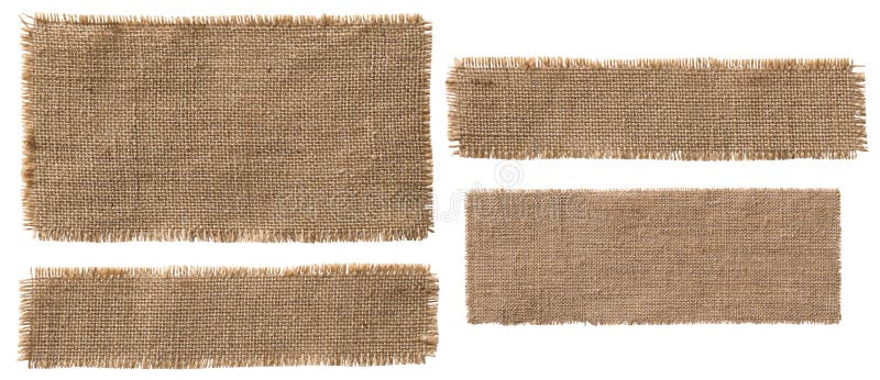 Pedazos de la etiqueta de la tela de la arpillera, paño de saco rasgado remiendo rústico de la arpillera