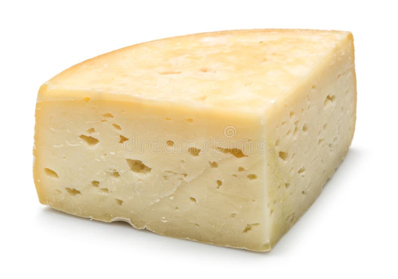 Pedaço de queijo caseiro sobre fundo branco fotografia de stock royalty free