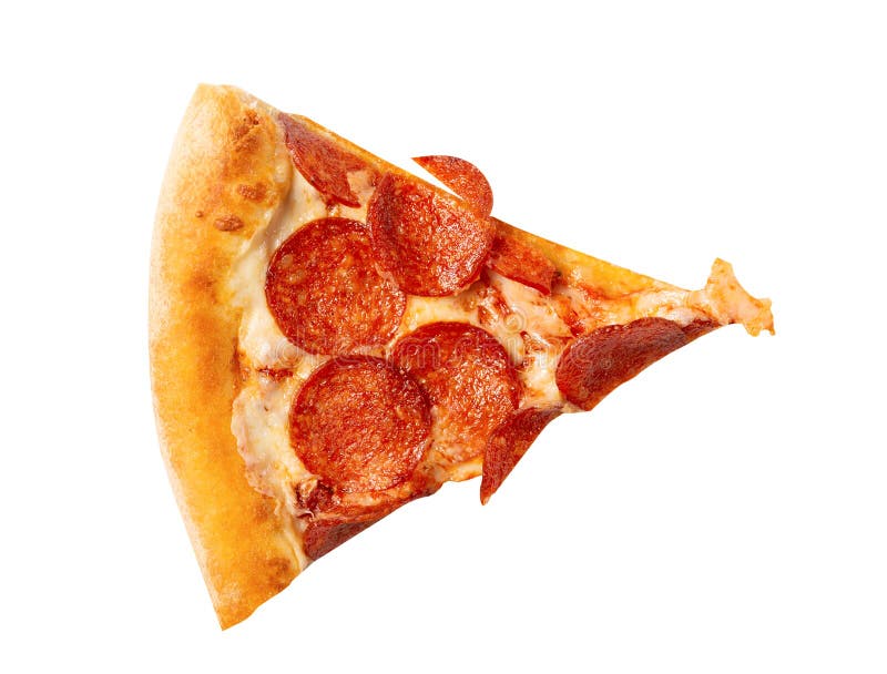 Pedaços de pizza de pepperoni, frescos e saborosos, isolados sobre fundo branco