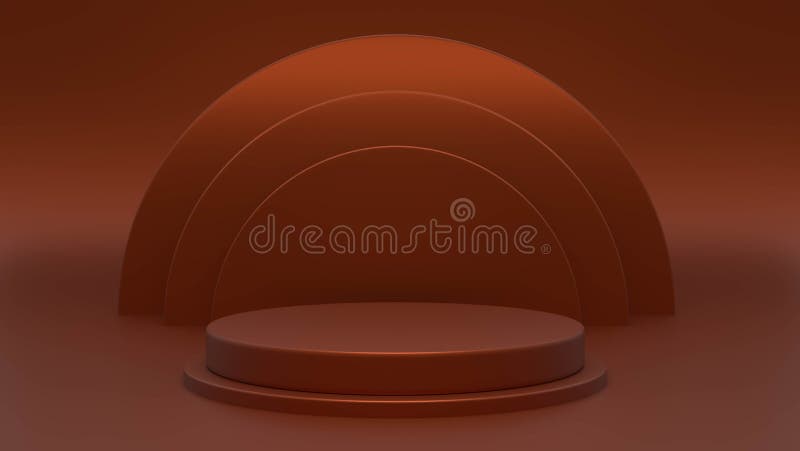 Pedestal of Platform display with modern stand podium on Copper color background. 3D rendering royalty free illustration