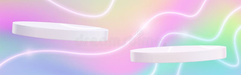 Pedestal stage podiums on holographic background royalty free illustration