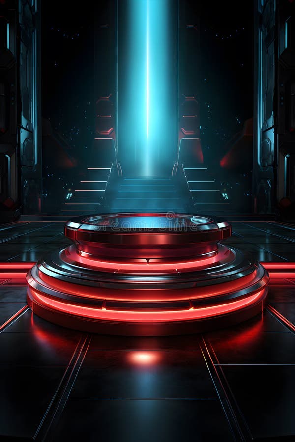 Pedeston star gat teleport εσωτερικό διαστημόπλοιο διαστημόπλοιο στυλ sci fi cyberpunk νυχτερινή κινηματογραφική. γενική ai. απεικόνιση αποθεμάτων