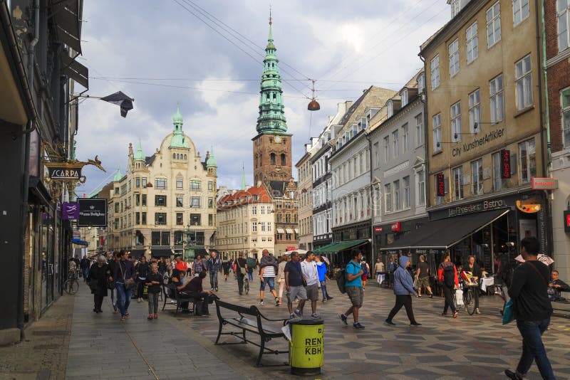 The Pedestrian Area of Stroget, Copenhagen Editorial Stock Image ...