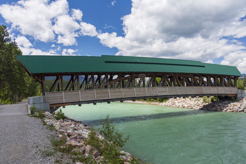 Pedestrian bridge over the kicking horse river