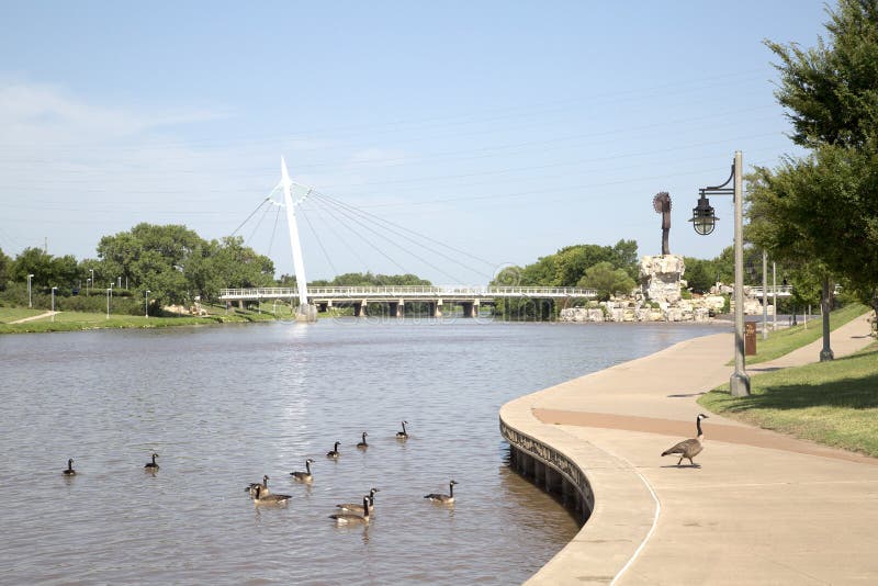 Pedestrian bridge view in Wichita Kansas royalty free stock images Pedestrian bridge view in Wichita Kansas royalty free stock images