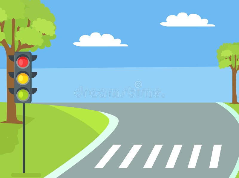 Pedestrian Crossing with Traffic Light and Road stock illustration Pedestrian Crossing with Traffic Light and Road stock illustration