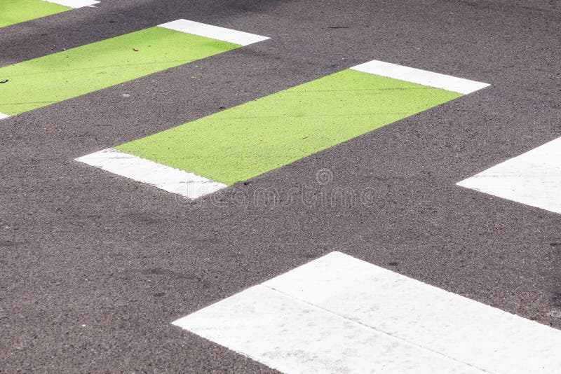 Pedestrian Crossing with Yellow Stripes Stock Image - Image of life ...