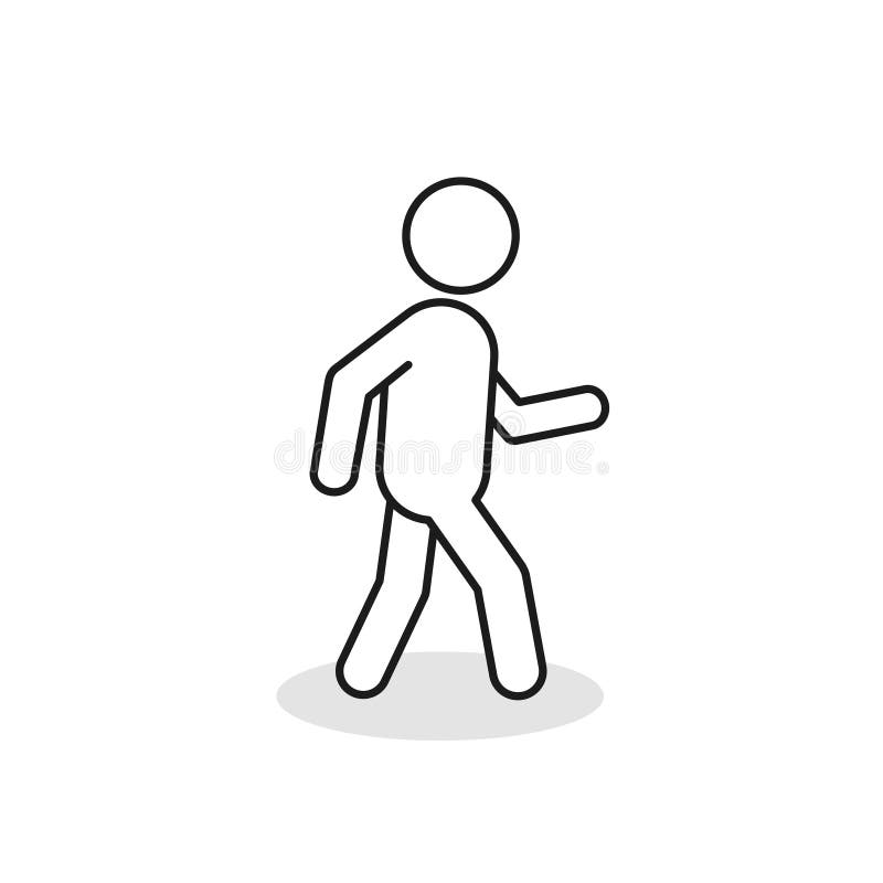 Pedestrian Outline Icon. Walking Man Vector Line Sign Silhouette