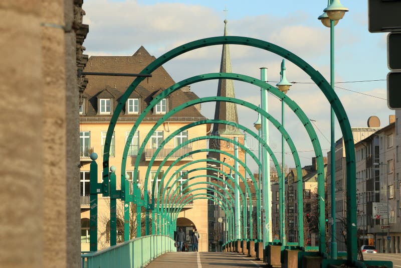 Pedestrian path over the new castle bridge in MÃ¼lheim an der Ruhr