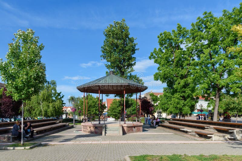 The pedestrian zone in Vrsac, Serbia. royalty free stock photo