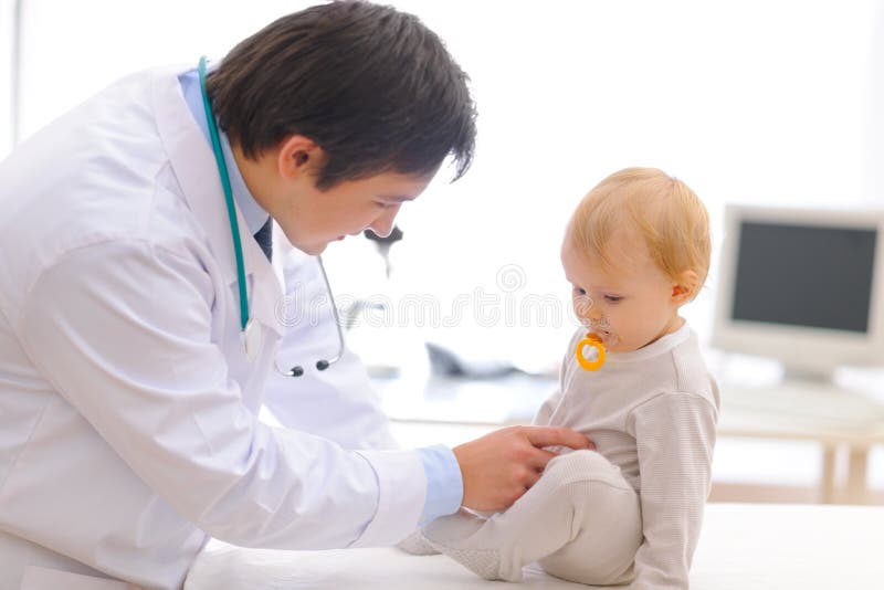 Pediatric Doctor Checking Baby Using Stethoscope Stock ...