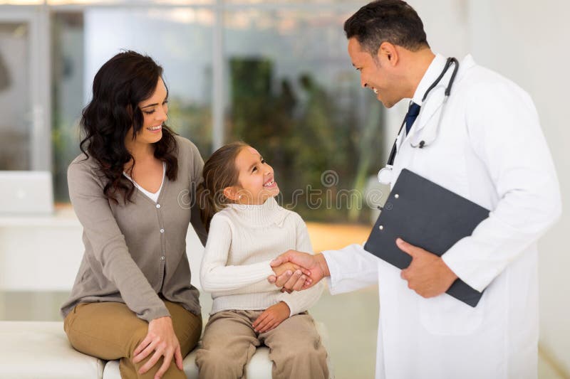 Pediatric doctor handshaking