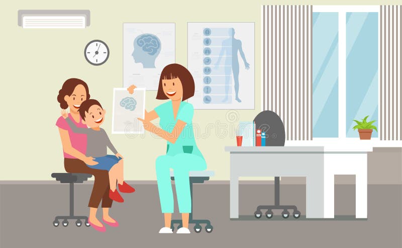 Pediatrics Service in Clinic Vector Illustration. 