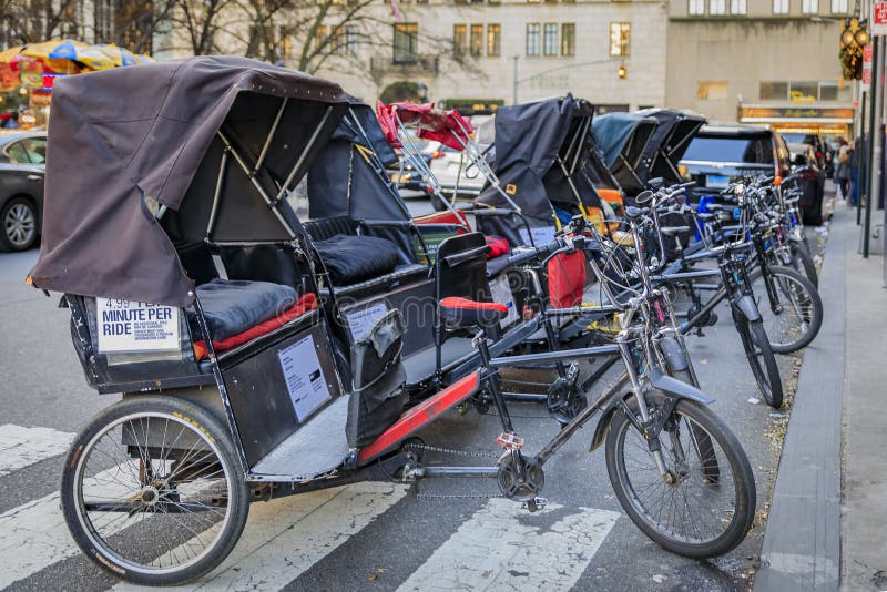 Pedicabs For Hire Lined Up For Tourists At Central Park For Tours ...