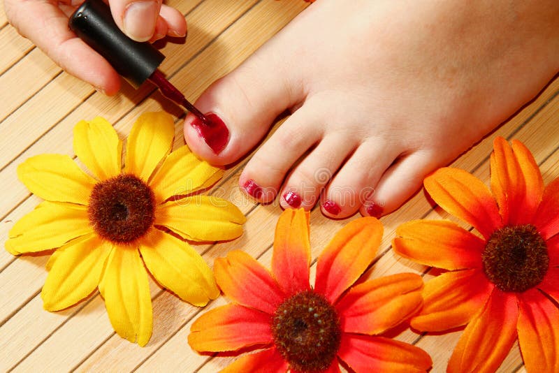Female Feet at Spa Salon on Pedicure Procedure Stock Image Image of