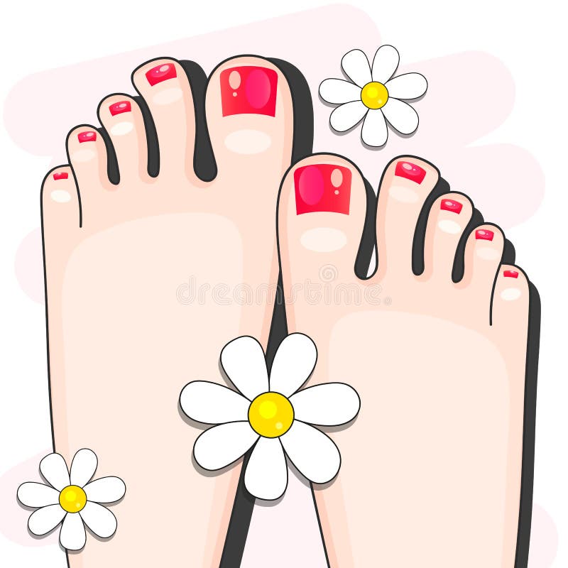Pedicure Female Fingers Vector Illustration Of Female Feet Isolated On White Background royalty free illustration