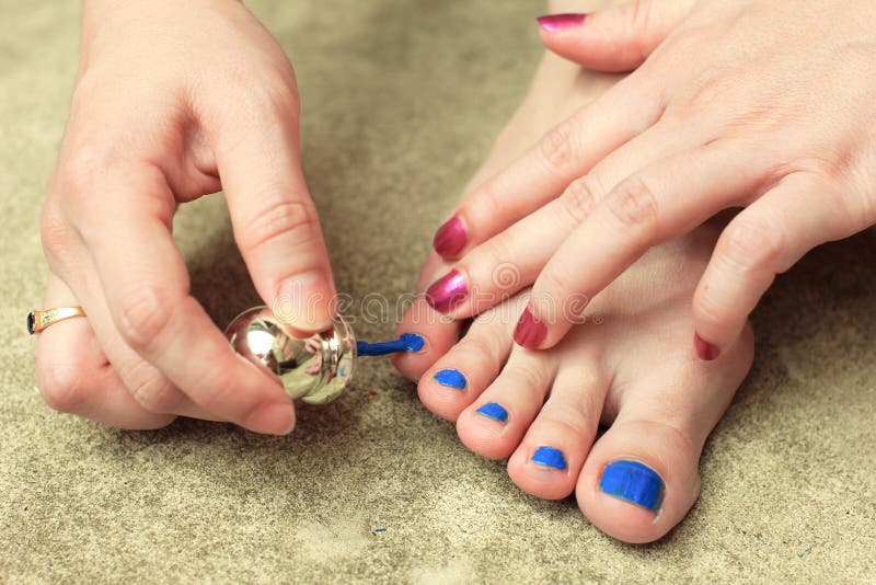 Pedicure with nail polish