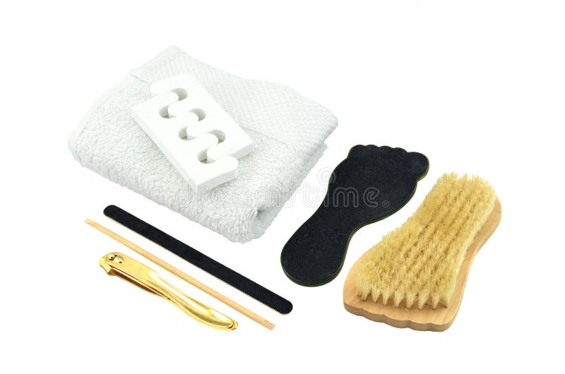 Pedicure tools on white stock photo. Image of brush, file 3701540